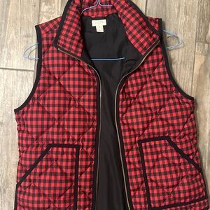 J. Crew Red and Black Plaid Vest